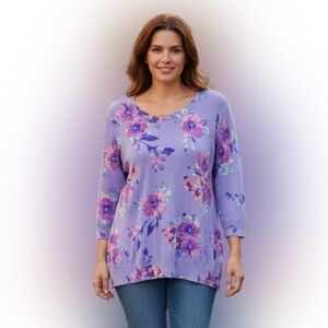 d&co Floral Lavender Women's Tunic